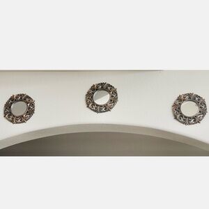3pc Vintage Style Ornate Small Round Accent Mirrors Antique